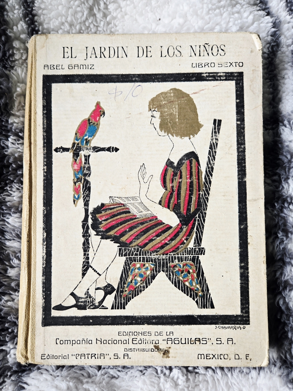 Rare 1930s vintage Mexican primary school reading textbook, "El Jardín de los Ni
